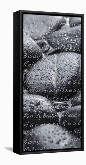 Black Stones in the Water, Writing, Zen, Spa-Uwe Merkel-Framed Premier Image Canvas