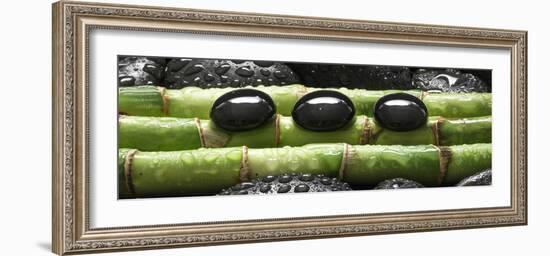 Black Stones on Bamboo-Uwe Merkel-Framed Photographic Print