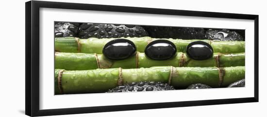 Black Stones on Bamboo-Uwe Merkel-Framed Photographic Print