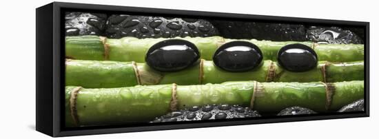 Black Stones on Bamboo-Uwe Merkel-Framed Premier Image Canvas