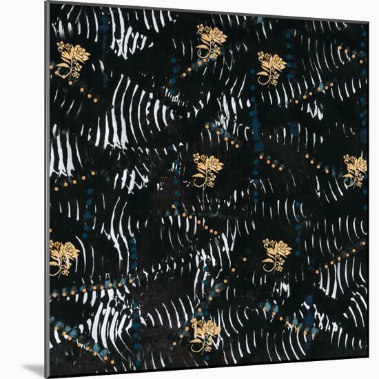 Black texture background with White Pattern and Yellow floral-Bee Sturgis-Mounted Art Print