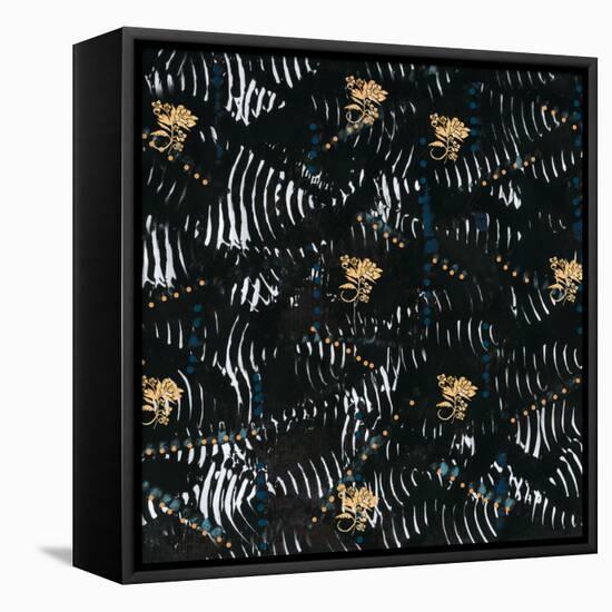 Black texture background with White Pattern and Yellow floral-Bee Sturgis-Framed Stretched Canvas