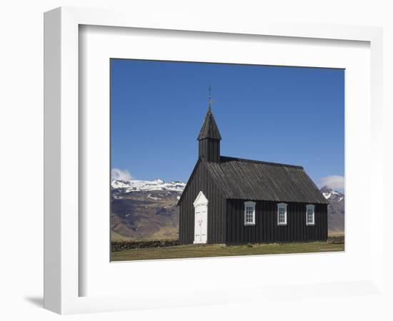 Black Timber Church at Budir, Snaefellsnes Peninsula, North West Area, Iceland, Polar Regions-Neale Clarke-Framed Photographic Print