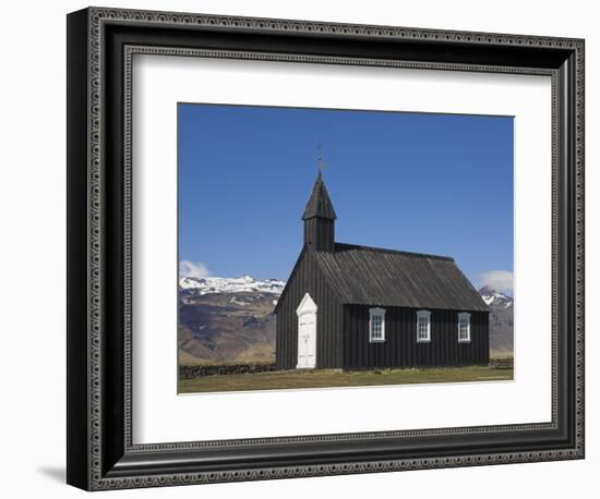 Black Timber Church at Budir, Snaefellsnes Peninsula, North West Area, Iceland, Polar Regions-Neale Clarke-Framed Photographic Print