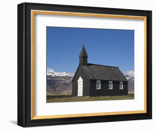 Black Timber Church at Budir, Snaefellsnes Peninsula, North West Area, Iceland, Polar Regions-Neale Clarke-Framed Photographic Print