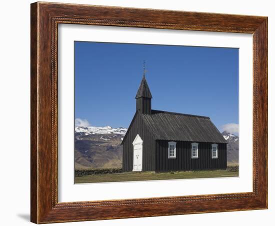 Black Timber Church at Budir, Snaefellsnes Peninsula, North West Area, Iceland, Polar Regions-Neale Clarke-Framed Photographic Print