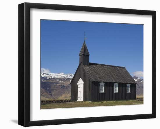 Black Timber Church at Budir, Snaefellsnes Peninsula, North West Area, Iceland, Polar Regions-Neale Clarke-Framed Photographic Print