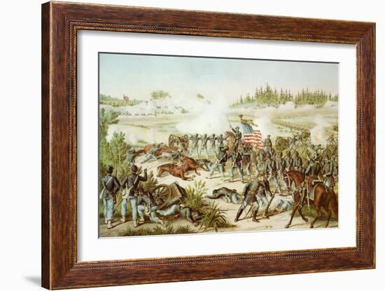 Black Troops of the 54th Massachusetts Regiment at the Battle of Olustee, Florida, 1864-null-Framed Giclee Print