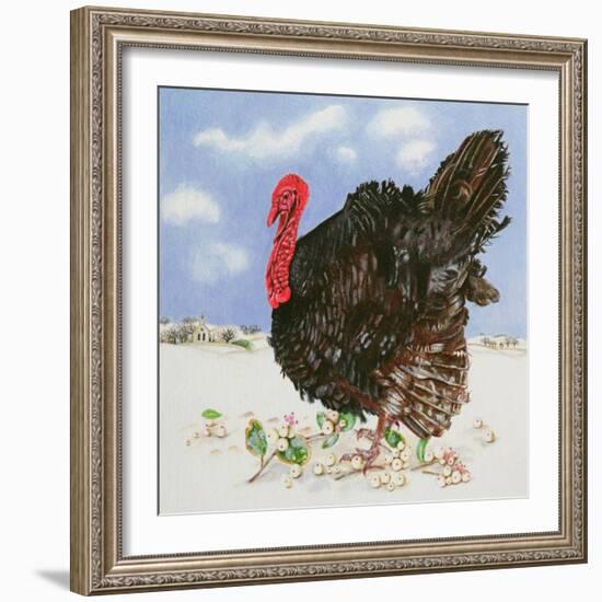 Black Turkey with Snow Berries, 1996-E.B. Watts-Framed Giclee Print