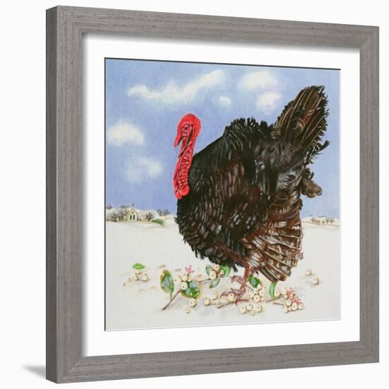 Black Turkey with Snow Berries, 1996-E.B. Watts-Framed Giclee Print