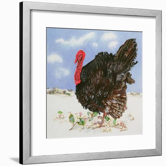 Black Turkey with Snow Berries, 1996-E.B. Watts-Framed Giclee Print