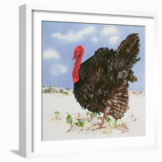 Black Turkey with Snow Berries, 1996-E.B. Watts-Framed Giclee Print