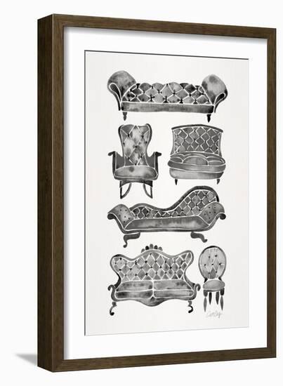 Black Victorian Lounge-Cat Coquillette-Framed Art Print