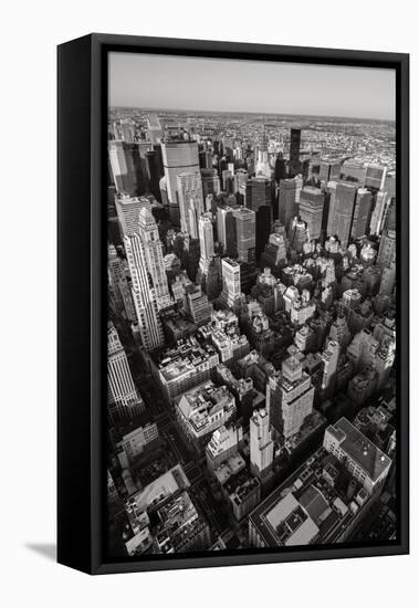 Black & White Aerial View of Nyc. Vertical New York.-Francois Roux-Framed Premier Image Canvas