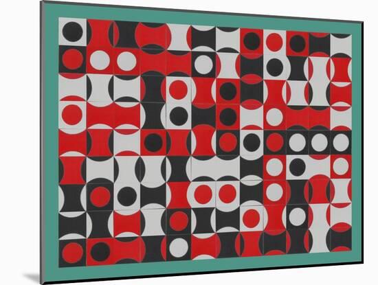 BLACK WHITE & RED COMPOSIT OF CIRCLES-Peter McClure-Mounted Giclee Print