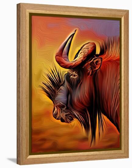 Black Wildebeast, 2021 (digital)-Scott J. Davis-Framed Premier Image Canvas