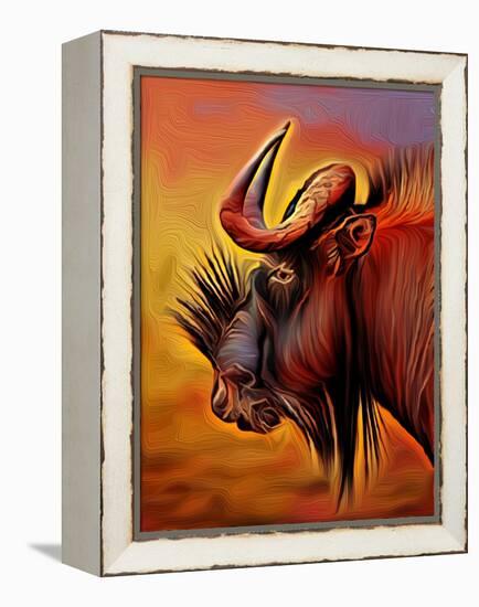 Black Wildebeast, 2021 (digital)-Scott J. Davis-Framed Premier Image Canvas