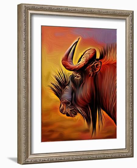 Black Wildebeast, 2021 (digital)-Scott J. Davis-Framed Giclee Print