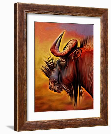 Black Wildebeast, 2021 (digital)-Scott J. Davis-Framed Giclee Print