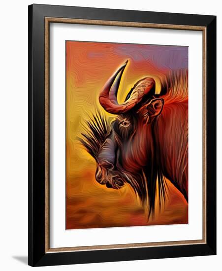 Black Wildebeast, 2021 (digital)-Scott J. Davis-Framed Giclee Print