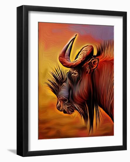 Black Wildebeast, 2021 (digital)-Scott J. Davis-Framed Giclee Print