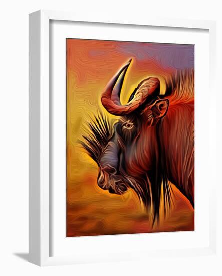 Black Wildebeast, 2021 (digital)-Scott J. Davis-Framed Giclee Print