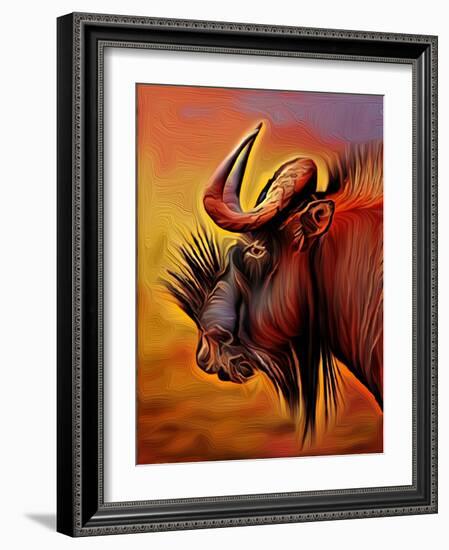 Black Wildebeast, 2021 (digital)-Scott J. Davis-Framed Giclee Print