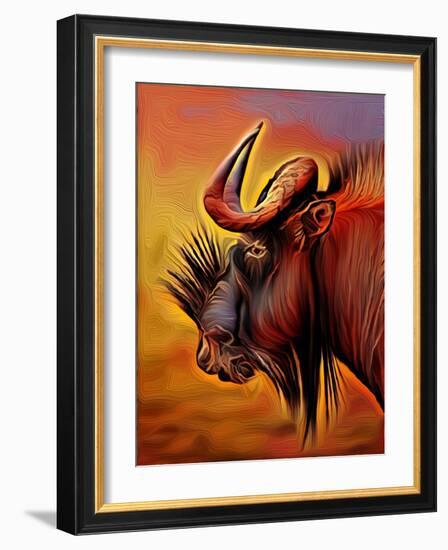 Black Wildebeast, 2021 (digital)-Scott J. Davis-Framed Giclee Print