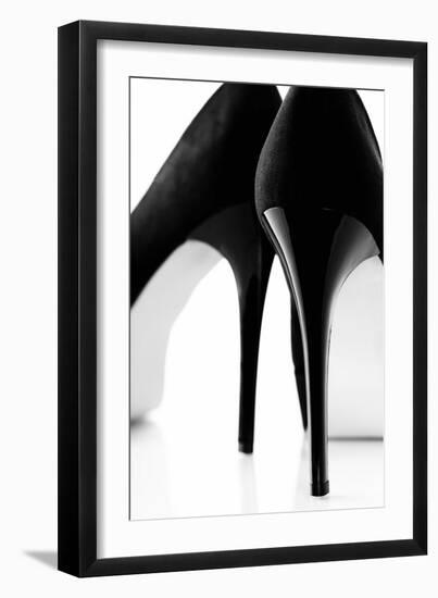 Black Women Shoes Isolated on White Background-klenova-Framed Photographic Print