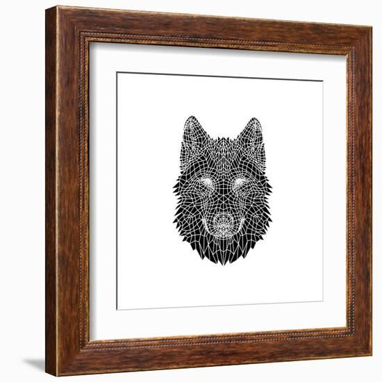 Black Woolf Head Mesh-NaxArt-Framed Art Print