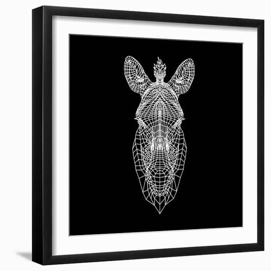 Black Zebra Head Mesh-NaxArt-Framed Art Print