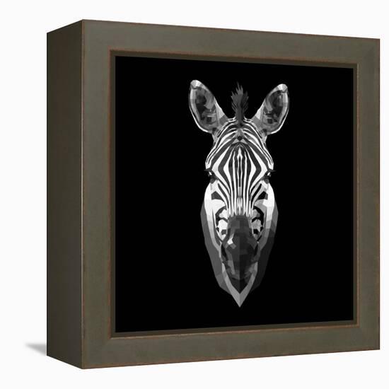 Black Zebra Head-NaxArt-Framed Stretched Canvas