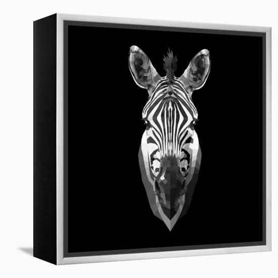 Black Zebra Head-NaxArt-Framed Stretched Canvas