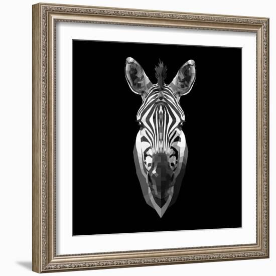 Black Zebra Head-NaxArt-Framed Art Print