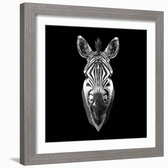 Black Zebra Head-NaxArt-Framed Art Print