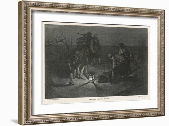 Blackbeard Blackbeard (Edward Teach) Buries His Treasure-Howard Pyle-Framed Art Print