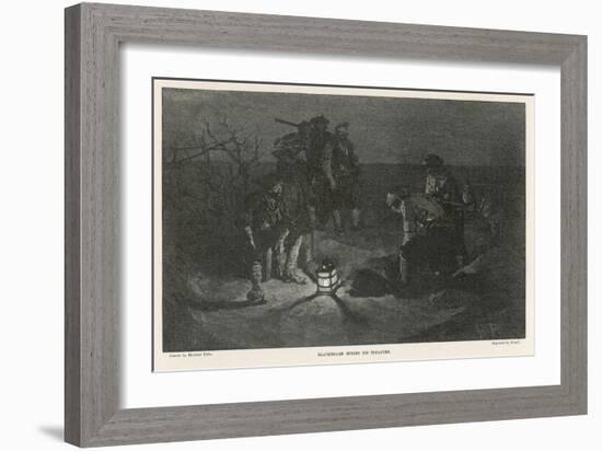 Blackbeard Blackbeard (Edward Teach) Buries His Treasure-Howard Pyle-Framed Art Print