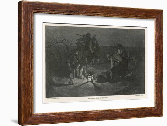 Blackbeard Blackbeard (Edward Teach) Buries His Treasure-Howard Pyle-Framed Art Print