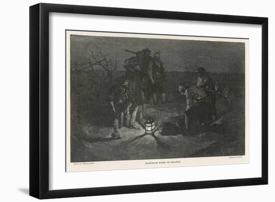 Blackbeard Blackbeard (Edward Teach) Buries His Treasure-Howard Pyle-Framed Art Print