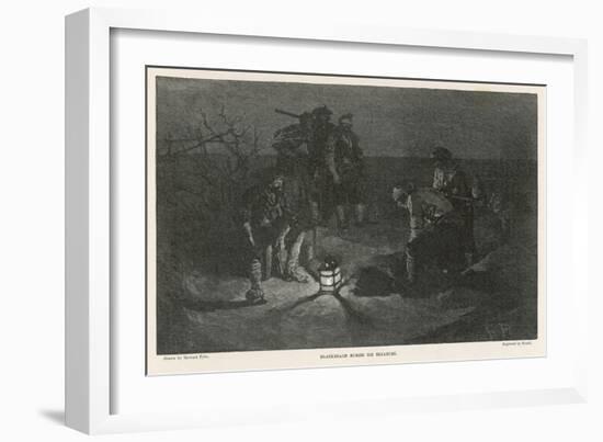 Blackbeard Blackbeard (Edward Teach) Buries His Treasure-Howard Pyle-Framed Art Print