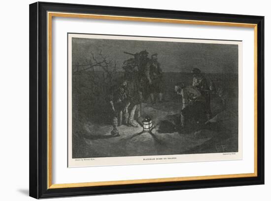 Blackbeard Blackbeard (Edward Teach) Buries His Treasure-Howard Pyle-Framed Art Print