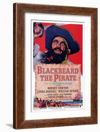 Blackbeard the Pirate, Top: Robert Newton; Bottom Left: William Bendix, 1952-null-Framed Art Print