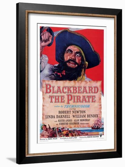 Blackbeard the Pirate, Top: Robert Newton; Bottom Left: William Bendix, 1952-null-Framed Art Print