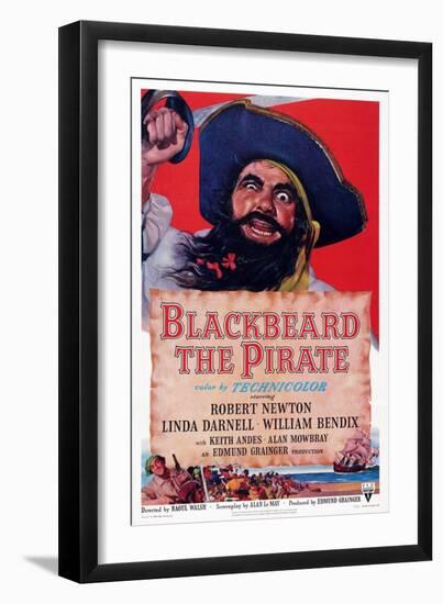 Blackbeard the Pirate, Top: Robert Newton; Bottom Left: William Bendix, 1952-null-Framed Art Print
