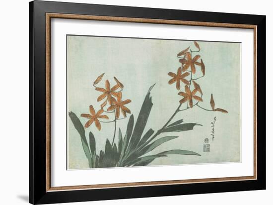 Blackberry Lilies, C. 1832-Katsushika Hokusai-Framed Giclee Print
