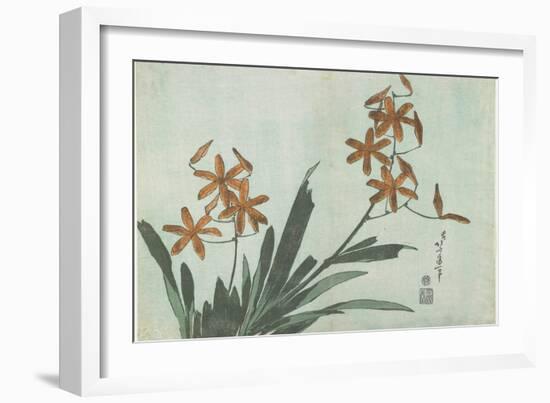 Blackberry Lilies, C. 1832-Katsushika Hokusai-Framed Giclee Print