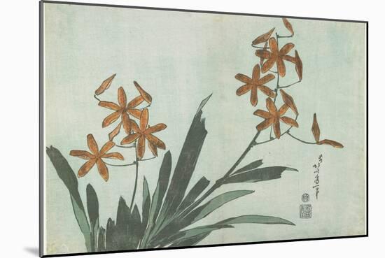 Blackberry Lilies, C. 1832-Katsushika Hokusai-Mounted Giclee Print
