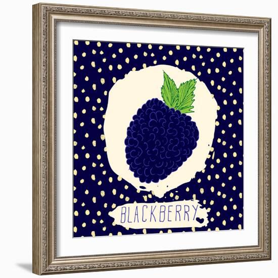 Blackberry with Dots Pattern-Anton Yanchevskyi-Framed Art Print