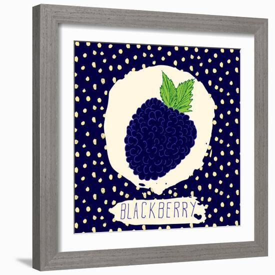 Blackberry with Dots Pattern-Anton Yanchevskyi-Framed Art Print