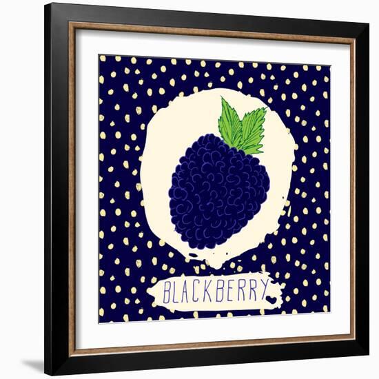 Blackberry with Dots Pattern-Anton Yanchevskyi-Framed Art Print